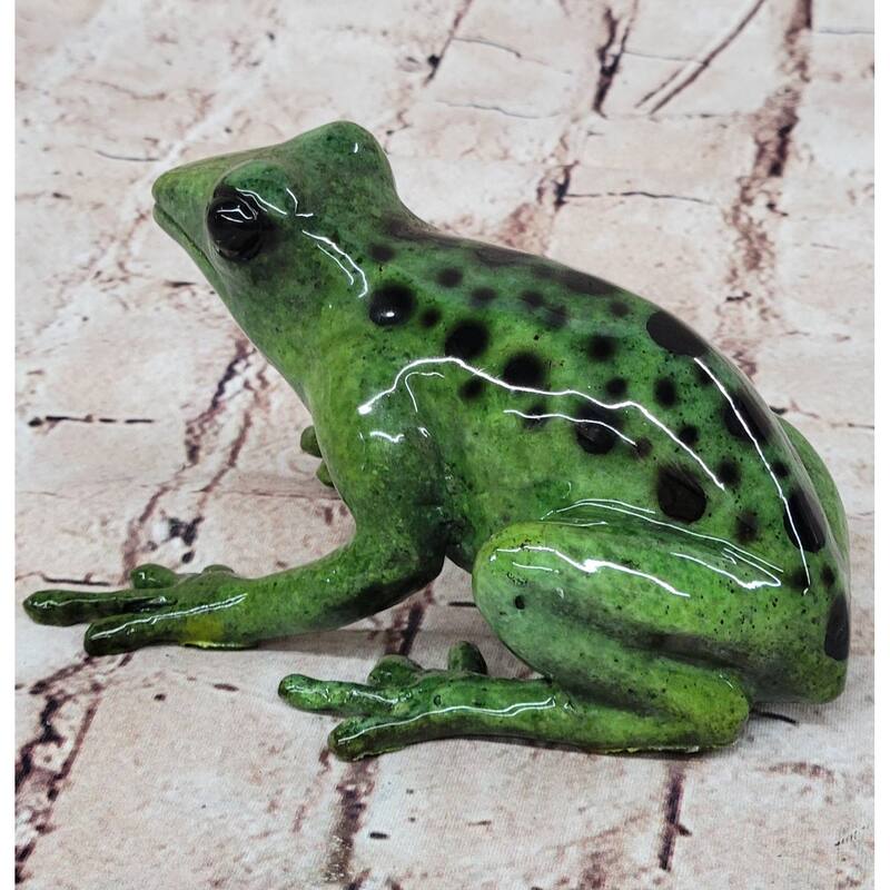 Bronze Metal Green Tree Frog Sculpture Figurine Signed Original Art Numbered