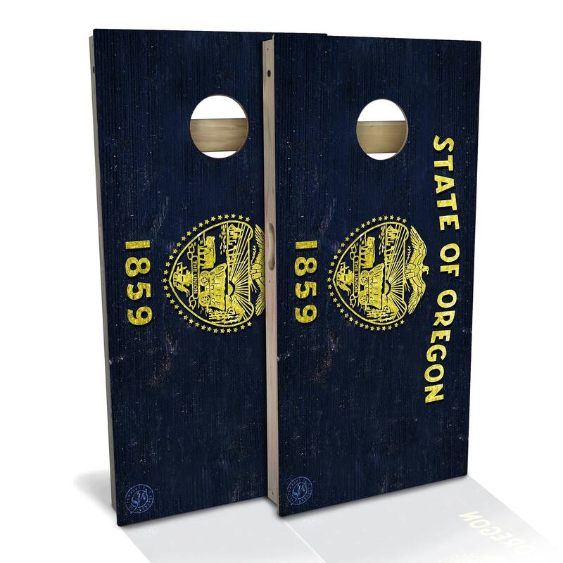 Oregon Flag Outdoor Cornhole Board Set - All-Weather 2x4 - Include Case + Hole Lights