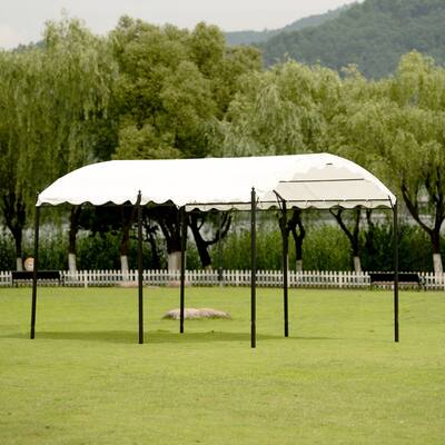 Iron Carport Shelter Garage Tent, Garden Storage Shed with Anchor Kit