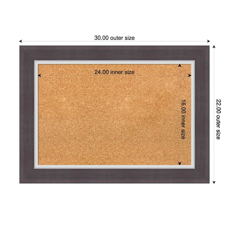 Ellie Brown Silver Framed Cork Board - Bulletin Board, Organization Board, Pin Board - Natural - 30 x 22 in