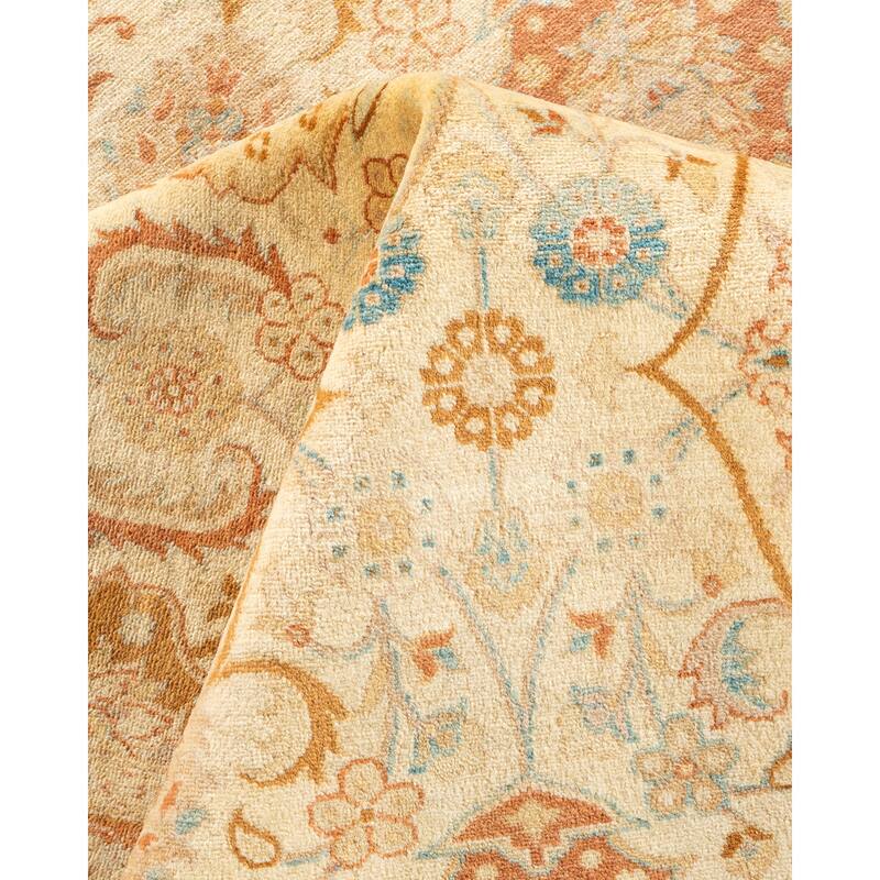 Overton Hand Knotted Wool Traditional Oriental Ivory Area Rug - 6' x 9'