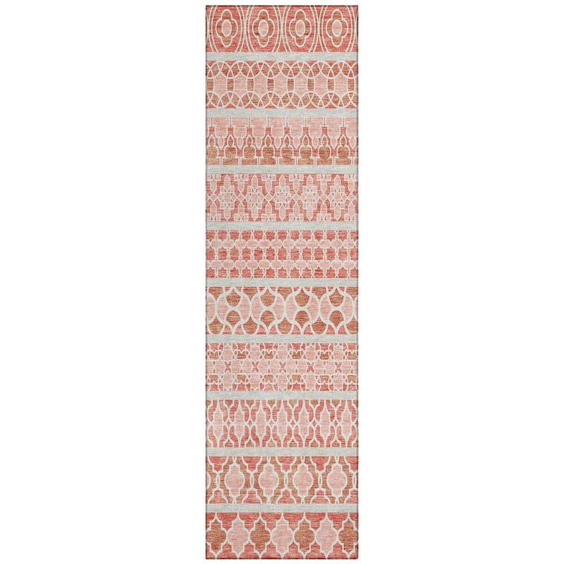 Machine Washable Indoor/ Outdoor Chantille Stripe Boho Rug