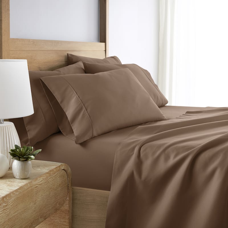 Becky Cameron Double Brushed Deep Pocket 6 Piece Sheet Set - Twin - Taupe