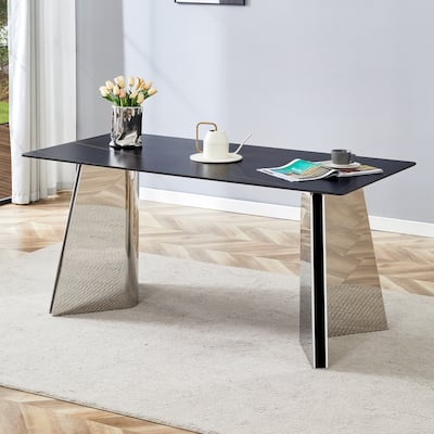 Dining Room Dining Table with Stainless Steel Butterfly Legs Office Table Accent Table Computer Table