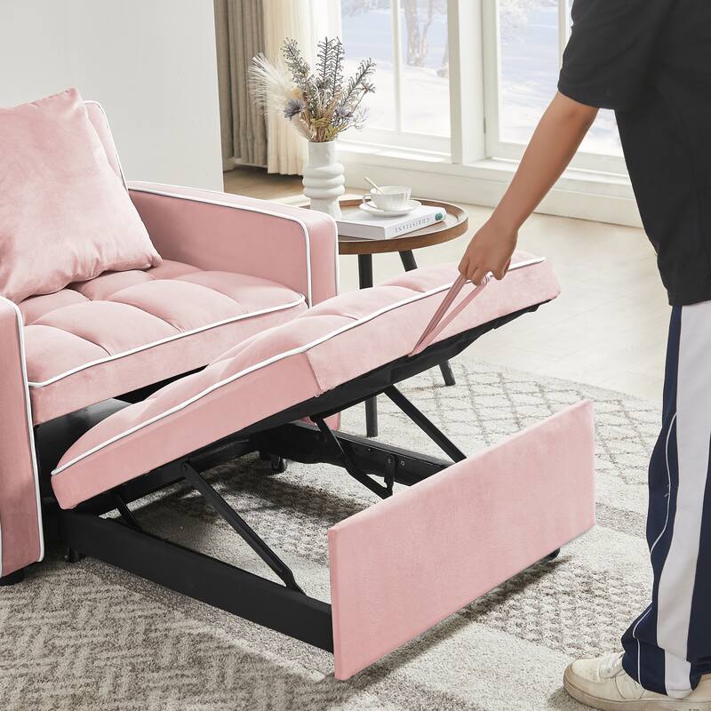 Multifunctional Velvet Sleeper Sofa Chair - Convertible Couch, Chaise & Ottoman