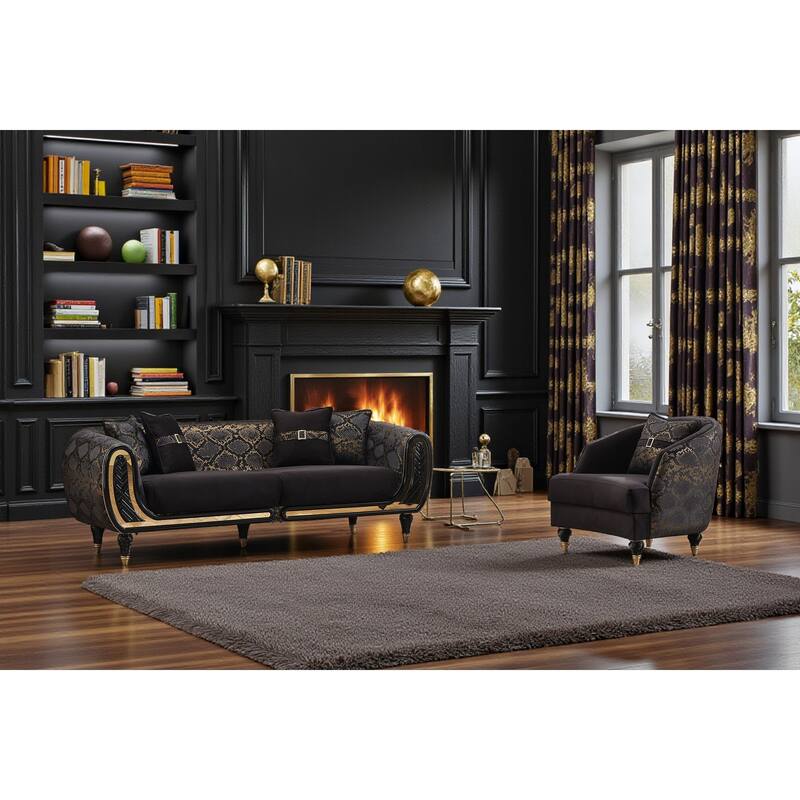 Nord 3 Pieces Living Room Sets 1 Sofa 2 Chair - Black