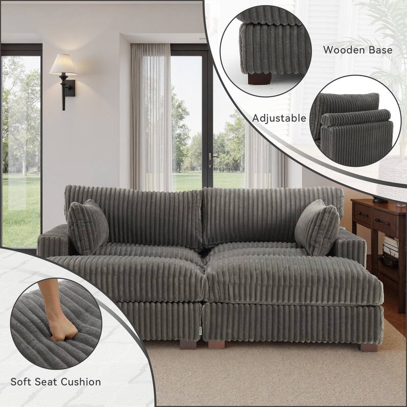 80"W Plush Modular Sectional Sofa with Pillows for Living Room