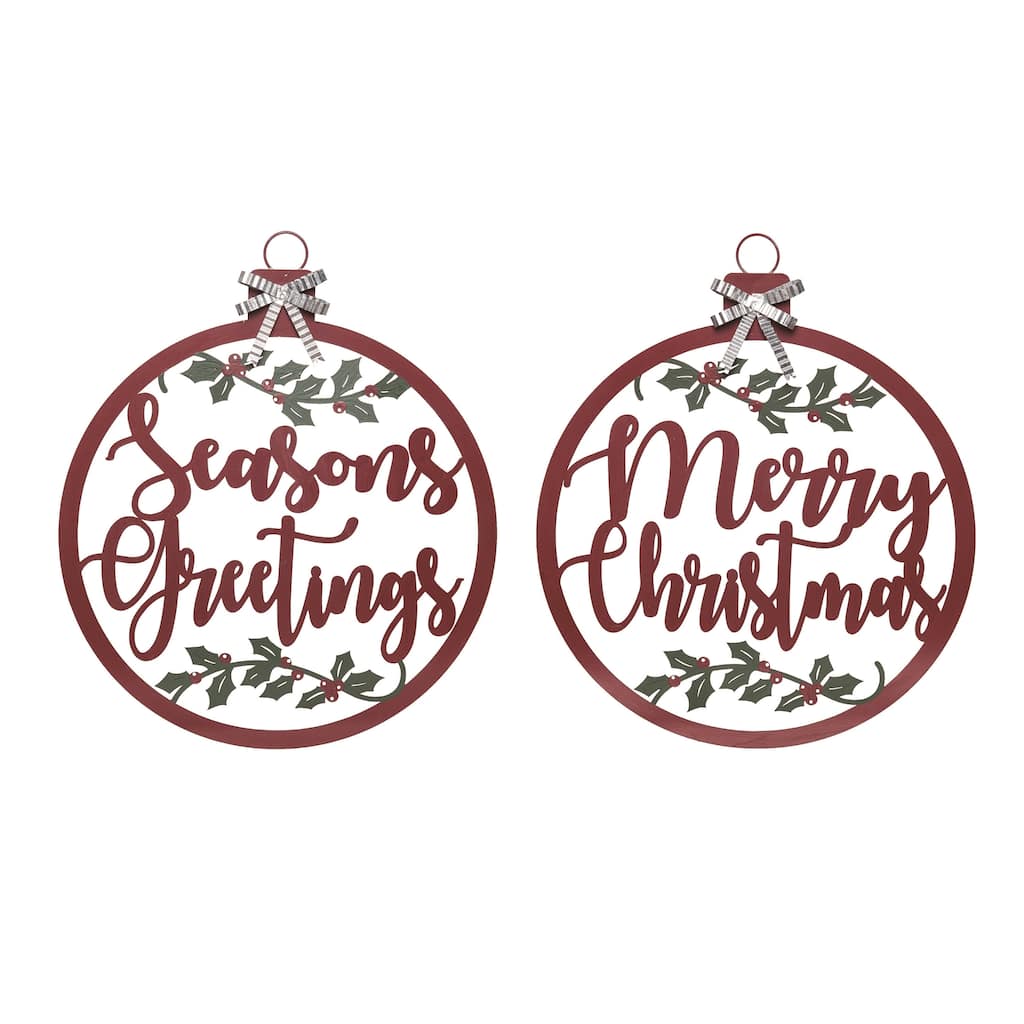 Transpac Metal Ornament Decor Set of 2 Christmas Home Decorations - Multicolor