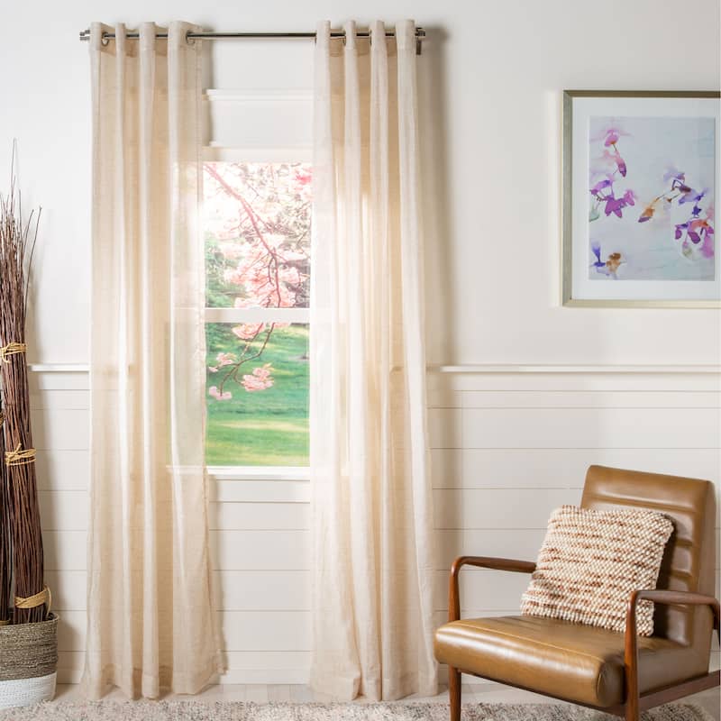 SAFAVIEH Raila Sheer Window Curtain Panel - 52Wx96L - Sand