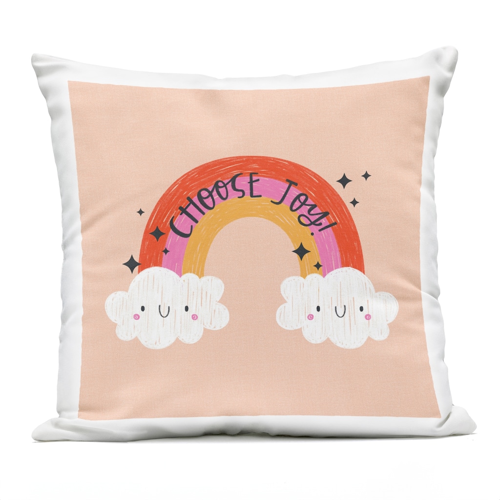 Stupell Choose Joy Happy Rainbow Printed Outdoor Throw Pillow Design by Sarah Hickman