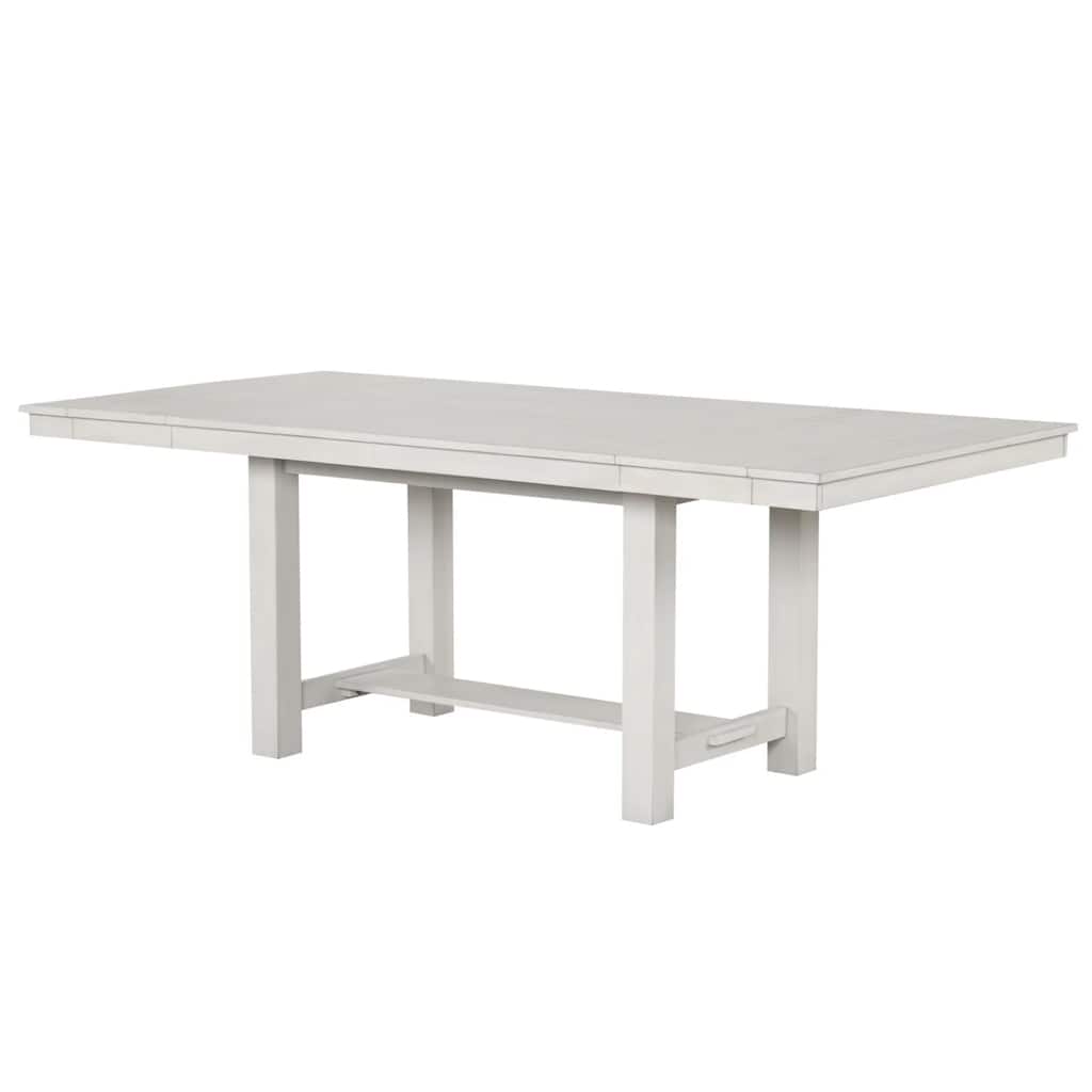 Rone Extendable Dining Table, White Oak Wood, 60-84 Inch Plank Top - Rustic White Oak