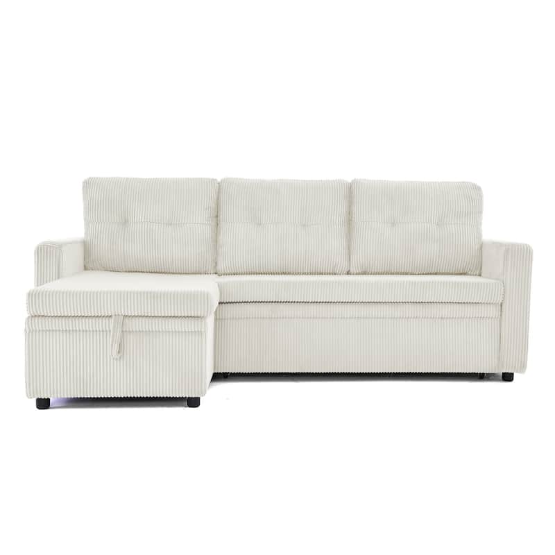 79" W L Shaped Reversible Convertible Pull Out Couch Bed Sleeper Sofa