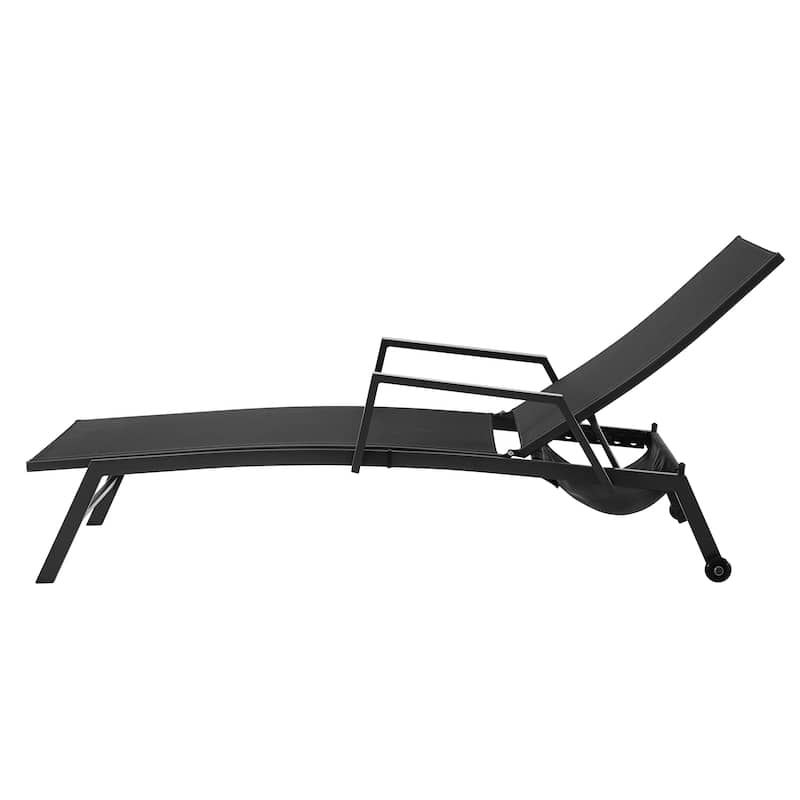 Corvus Sorrento Outdoor Sling Fabric Adjustable Chaise Lounge with Arms