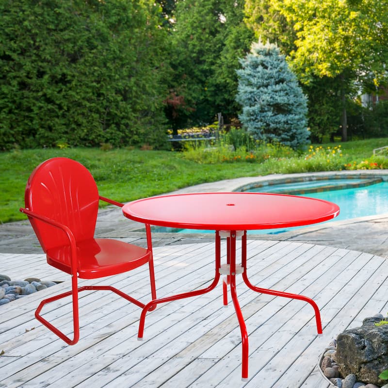 39.25-Inch Outdoor Retro Metal Tulip Dining Table Red