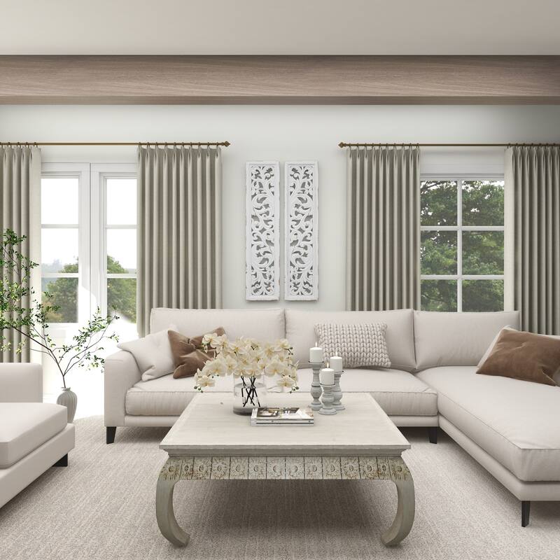 White Wood Handmade Slim Distressed Carved Panel Scroll Home Wall Decor (Set of 2)