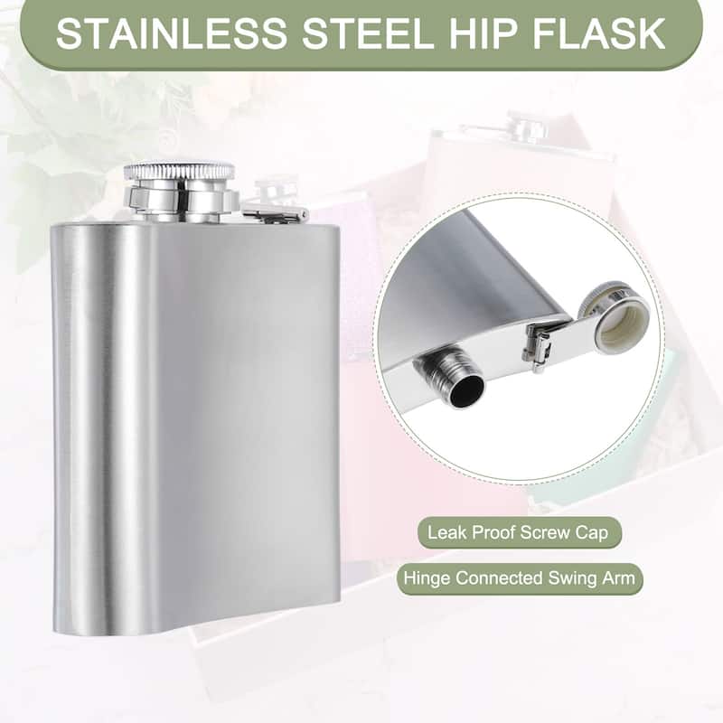 5oz 140ml Stainless Steel Hip Flask for Camping Hiking Outdoor Activity, Silver