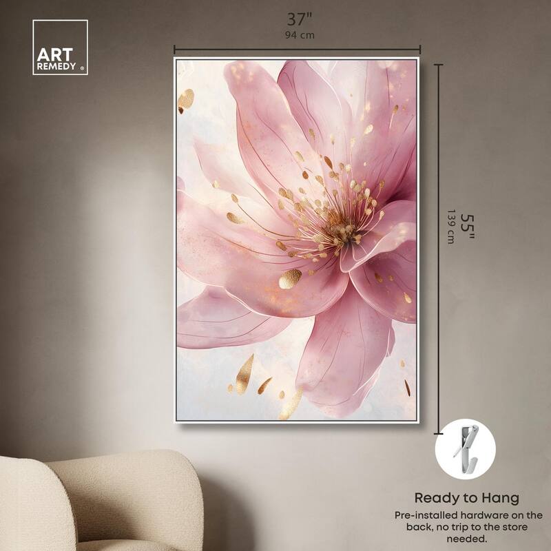 Pink and Gold Bloom Canvas by Art Remedy