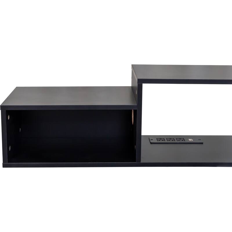 GDF Studio - Kate Modern 65.35" Wide Floating Wall-Mounted TV Stand with LED Lights and Charging Station