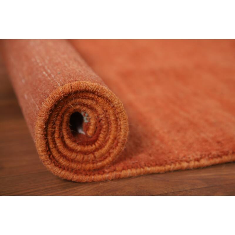 Orange Gabbeh Modern Foyer Rug Oriental Hand-Knotted Wool Carpet - 2'10"x 4'1"