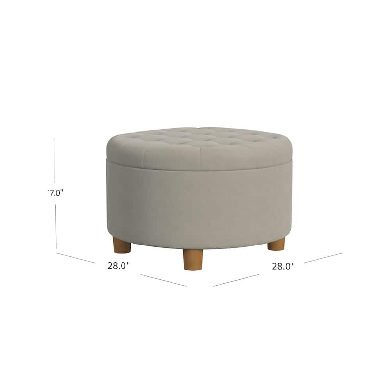 HomePop Button Tufted Round Storage Ottoman