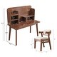 preview thumbnail 19 of 17, Kids Desk with Chair, Student Desk Multi-Tier Organizer, Solid Wood Bookshelf with Drawers
