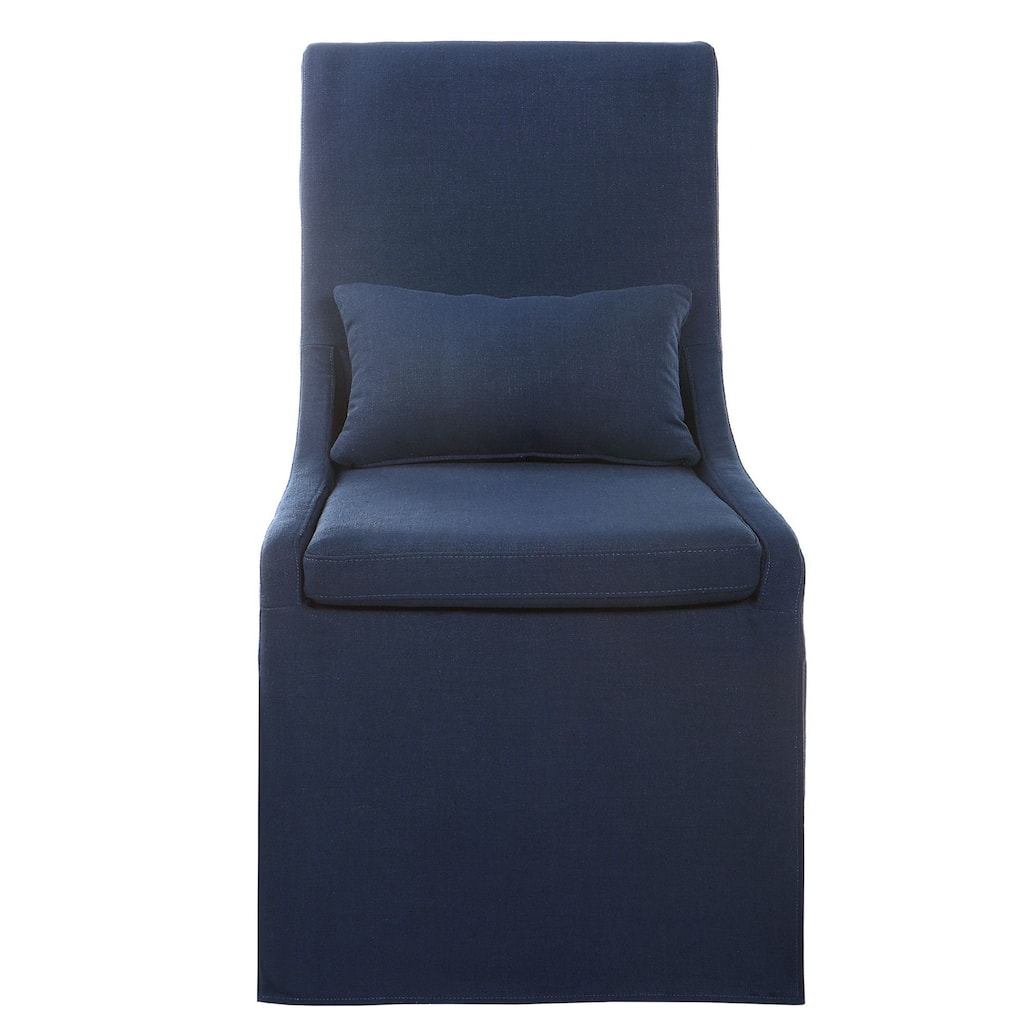 Uttermost 23726 Coley 23" Wide Fabric, Foam, Plywood, Rubberwood Table - Denim Blue