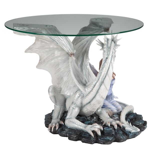 Q Max Round Tempered Glass Dragon Fairy Statue Table Overstock 32260933 Great savings & free delivery / collection on many items. wanted