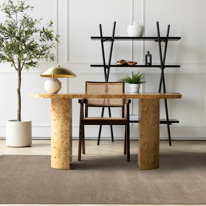 Green Taupe Striped Geometric Shapes Desne High-Traffic Rug