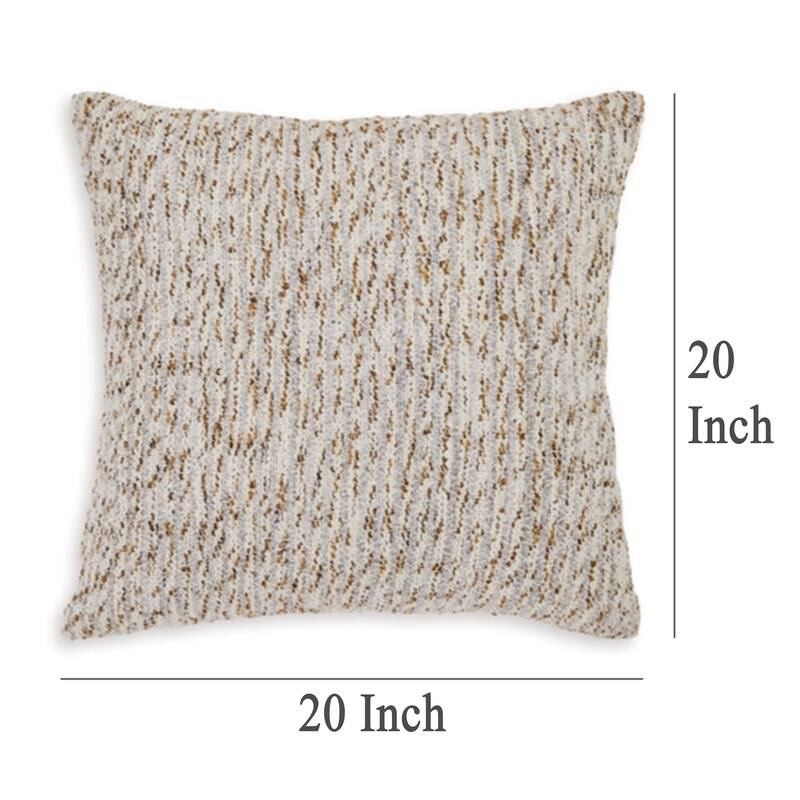 Lora Square Accent Throw Pillow, 20 Inch, Abstract Gold Stripes, Ivory