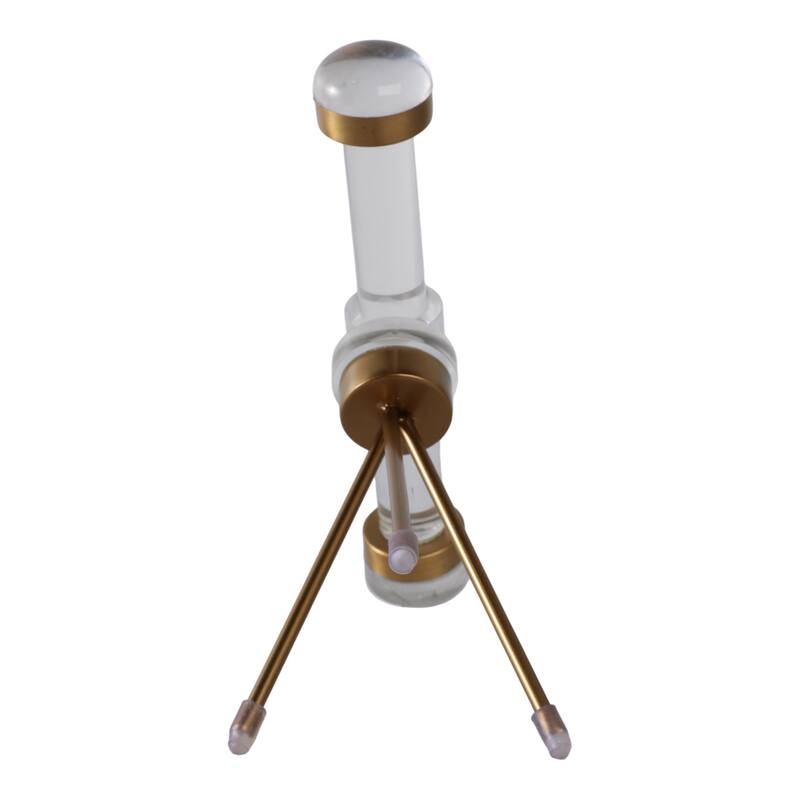 Acrylic And Brass Decorative Object Telescope Sculpture - 9" Gold - 9" x 3.5" x 8.5"