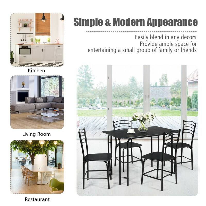 5 pcs Wood Rectangular Dining Table Set