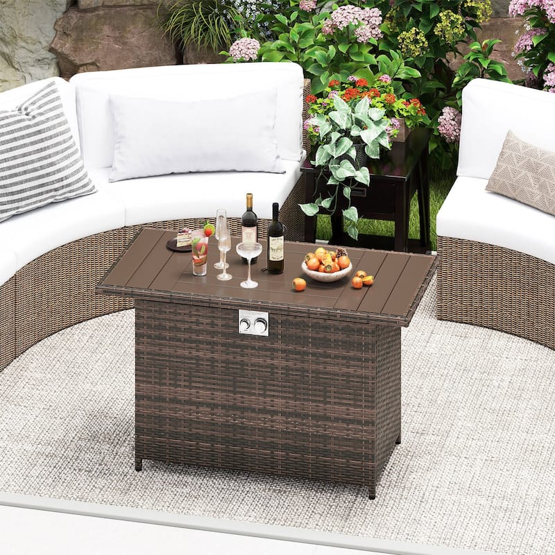 Costway 44.5" Propane Fire Pit Table with Metal Slatted Tabletop & - See Details