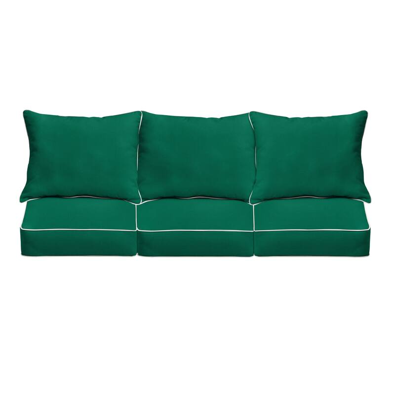Sorra Home Sunbrella Outdoor Deep Seating Sofa Pillow and Cushion Set - 23 in W x 25 in D x 5 in H - Canvas Natural