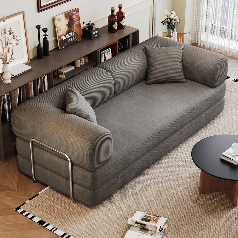78.8" Convertible Floor Sofa Bed, Corduroy Folding Mattress Sofa Couch for Small Spaces ,No Assembly