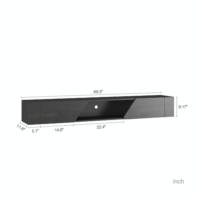 69" Modern TV Stand, Floating TV Cabinet Entertainment Center with 16 Color LEDs