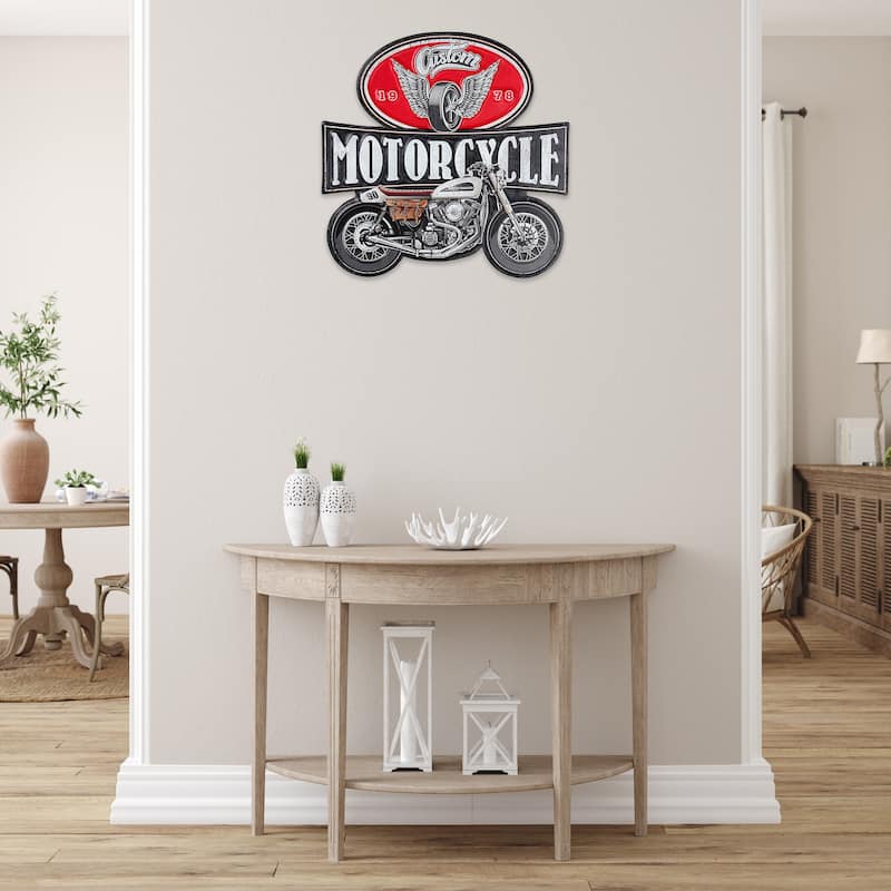 IH Casa Decor Embossed Metal Sign Motorcycle - Multi