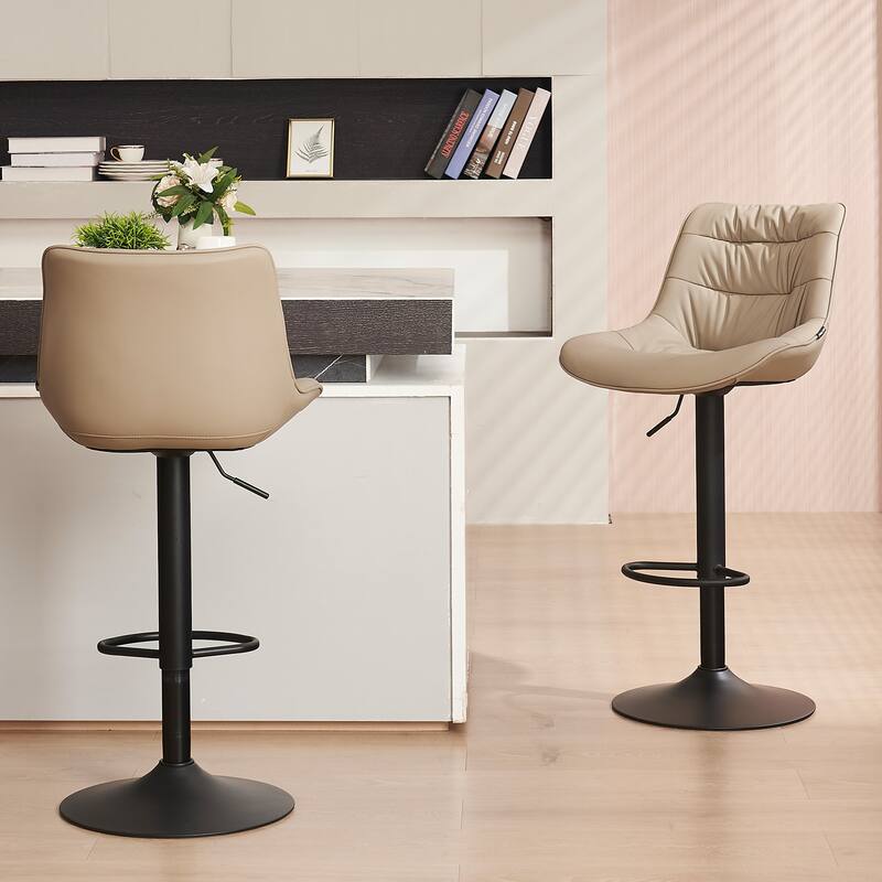 Adjustable Bar Stools Set of 2 Faux Leather Swivel Bar Chairs