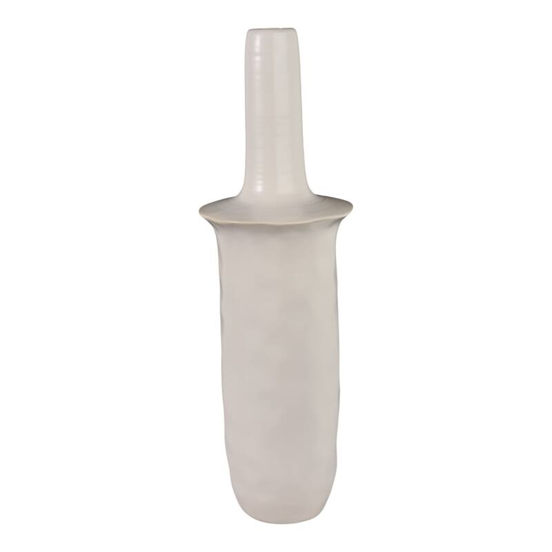 Decorative Vase - Ivory Ceramic Unique Flared Top