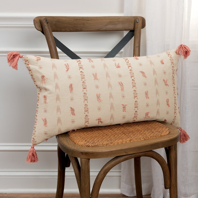 Rizzy Home Hand-crafted Tassel Striped Throw Pillow