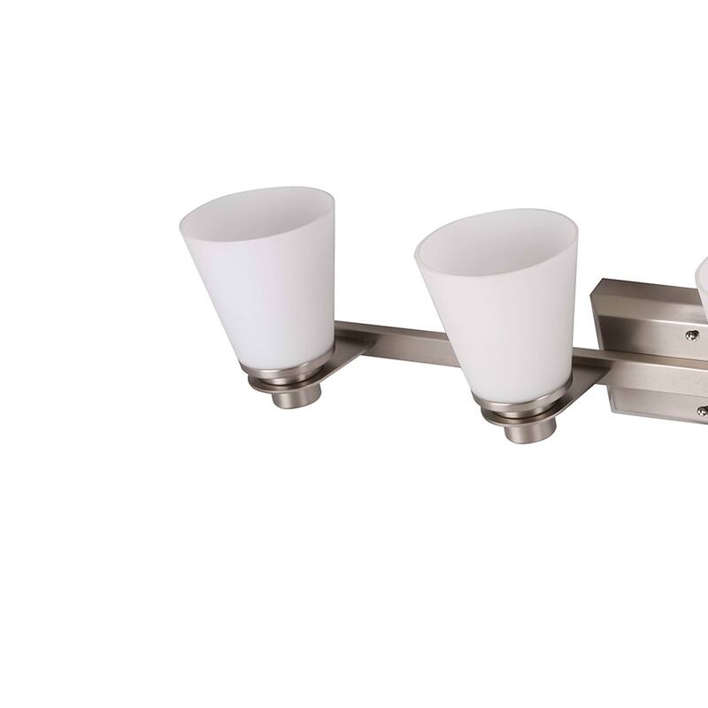 4 Light Vanity Lighting in Brushed Nickel and Etched Opal Glass