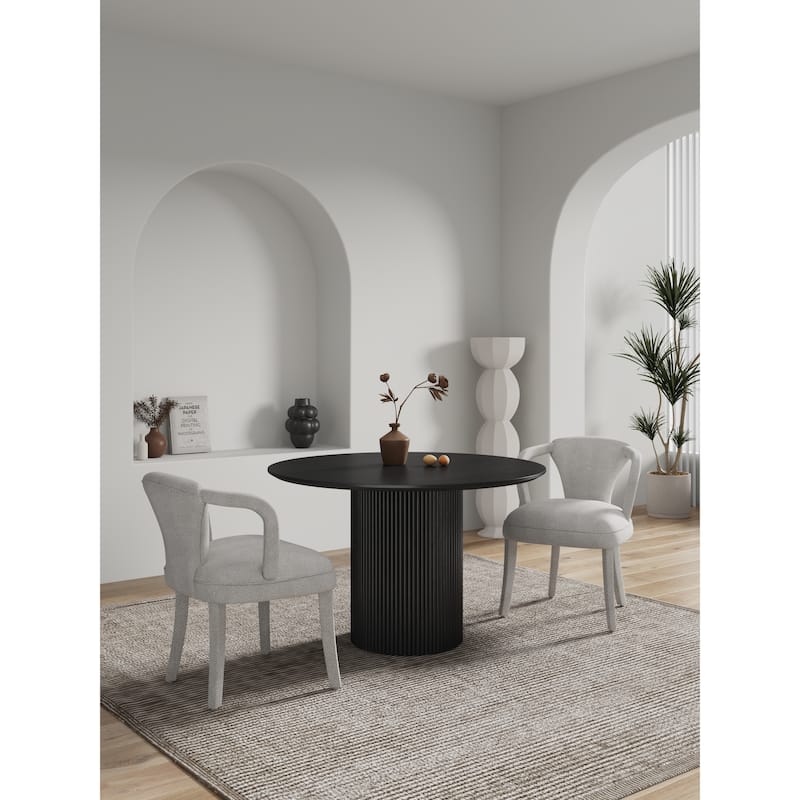 Manhattan Comfort Modern Palmer Tweed Dining Armchair - Silver - Set of 2