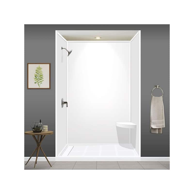 Transolid Studio 14-In X 14-In Solid Surface Wall-Mount Corner Shower Seat - 14.5" x 14.25" x 3"