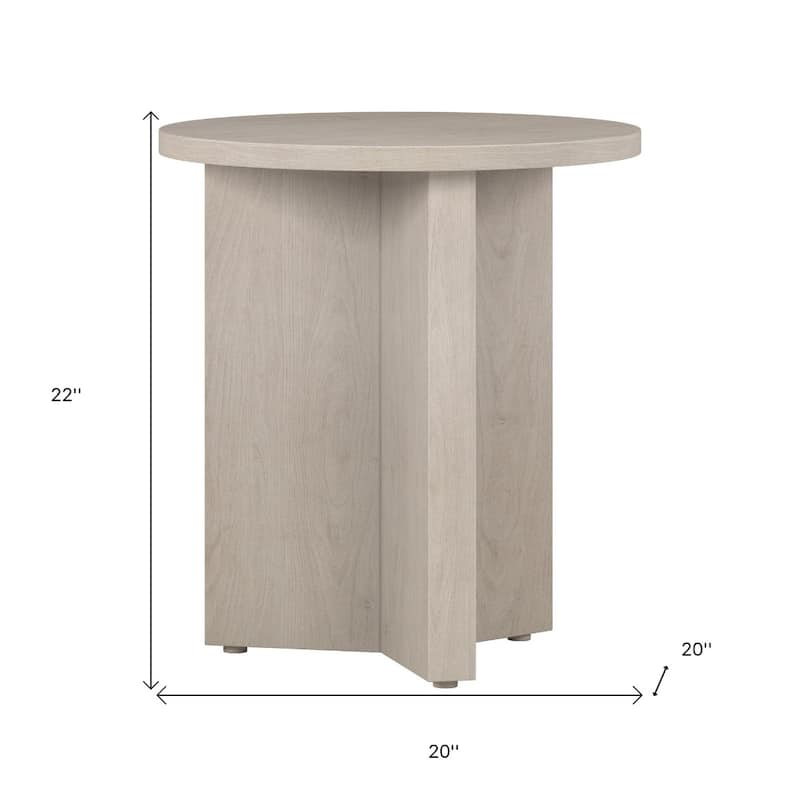 Wood Round End Table with Cross Leg Base Design - 20” x 20” x 22” (D x W x H)