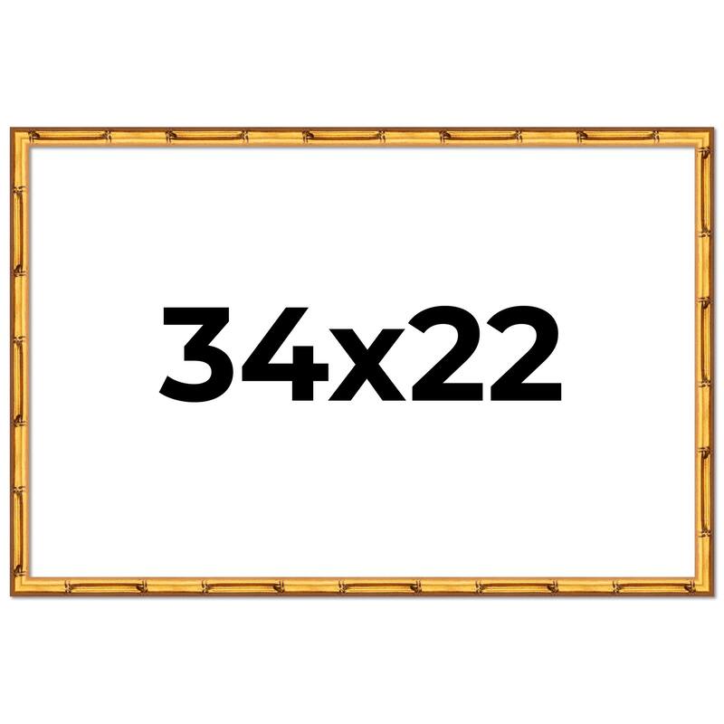34x22 Frame Gold Bamboo Picture Frame Modern Photo Frame Includes UV Acrylic Shatter Guard Front Acid Free Foam Backing Board