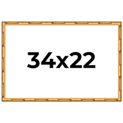34x22 Frame Gold Bamboo Picture Frame Modern Photo Frame Includes UV Acrylic Shatter Guard Front Acid Free Foam Backing Board