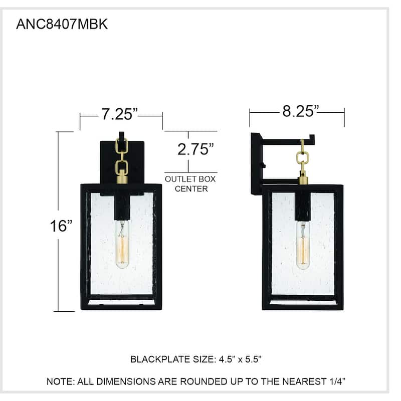 Anchorage 1-Light Matte Black Outdoor Wall Lantern