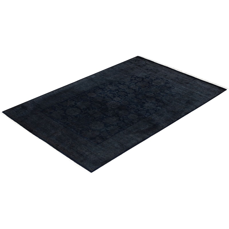 Overdyed One-of-a-Kind Hand-Knotted Area Rug - Black - 4' 3" x 6' 1"