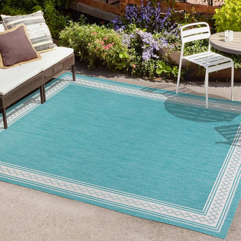 JONATHAN Y Havana Classic Diamond Border Indoor/Outdoor Area Rug