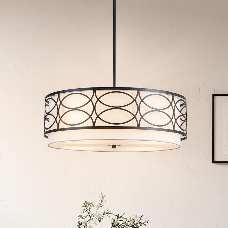 Large Drum Chandelier Drum Light Fixtures for Dining Room - 3-Light