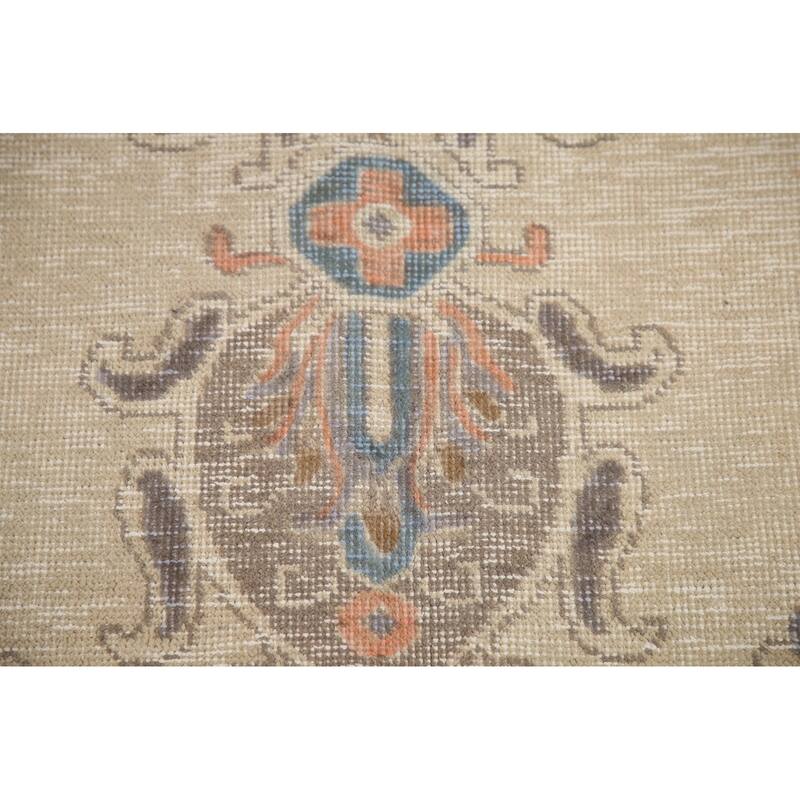 Hand Knotted Oriental 100% Wool Carpet Traditional Medallion Beige & Ivories Tabriz Area Rug - 9' 5'' X 6' 5''